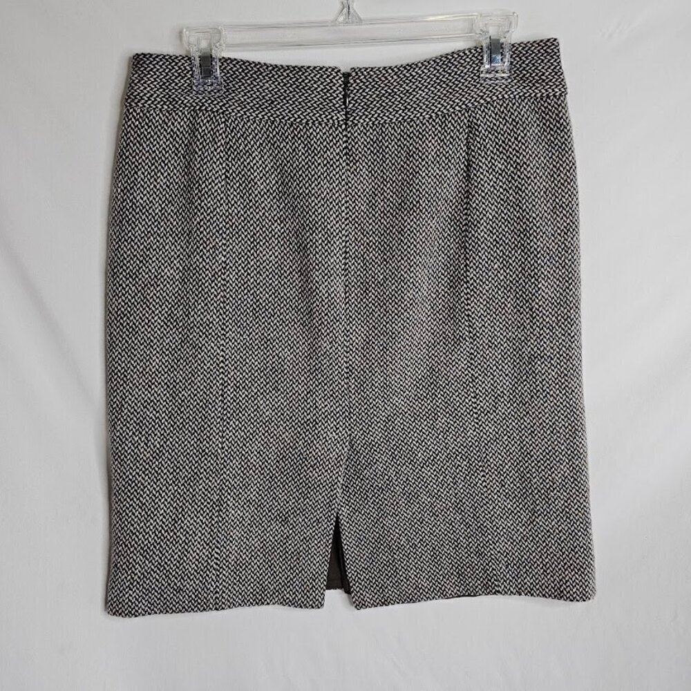 J. CREW Wool Tweed Skirt size 8 GRAY & BROWN Pencil Academia Preppy School Twee - Picture 6 of 7